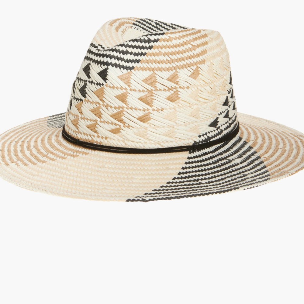 Treasure & Bond Woven Panama Straw Hat - Black and Tan